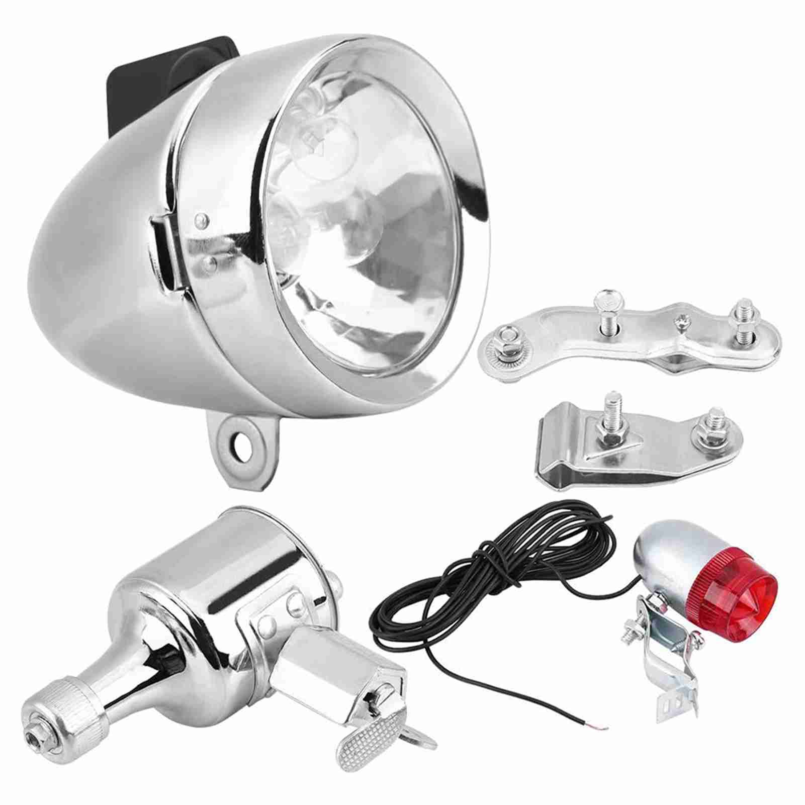 Bike Dynamo Light - 12V 6W Reibungs-Dynamo-Generator Scheinwerfer-Rücklicht-Set für Motorisierte