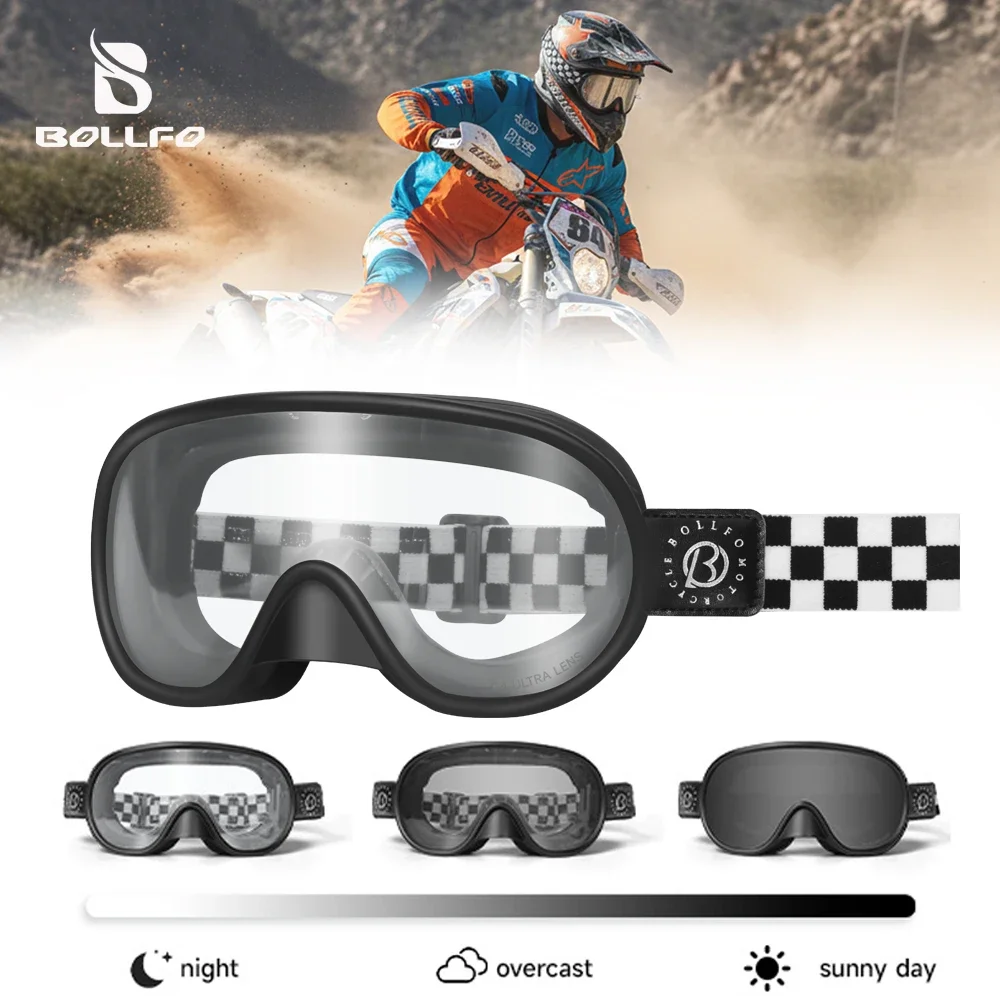 Vintage Cycling Gear - Vintage Motorradbrille für überbrillierte Träger, photochromatisch,